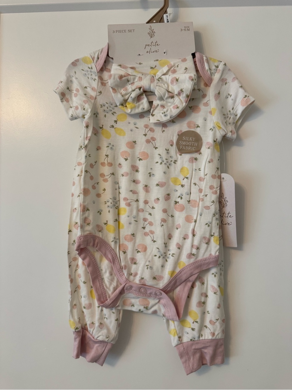 petite olive Pink Floral Baby Matching Set - 3 Piece